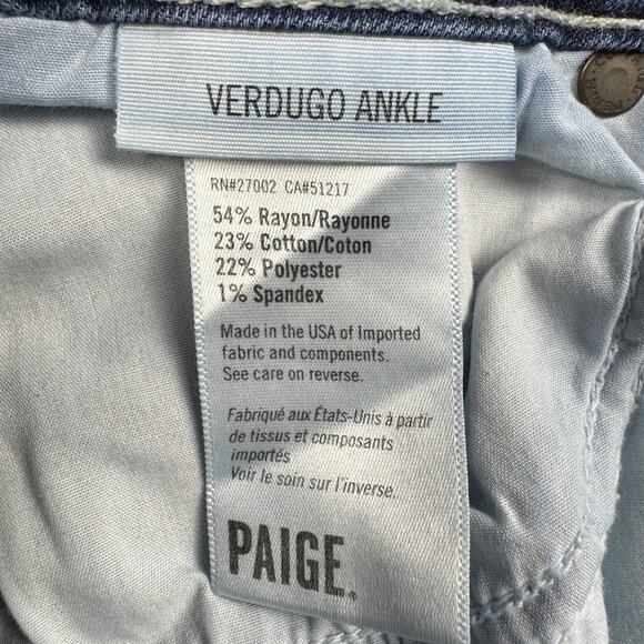 Paige Verdugo Ankle Jeans Women’s Size 27 Dark Wash Raw Hem Denim‎ Skinny - Picture 10 of 15